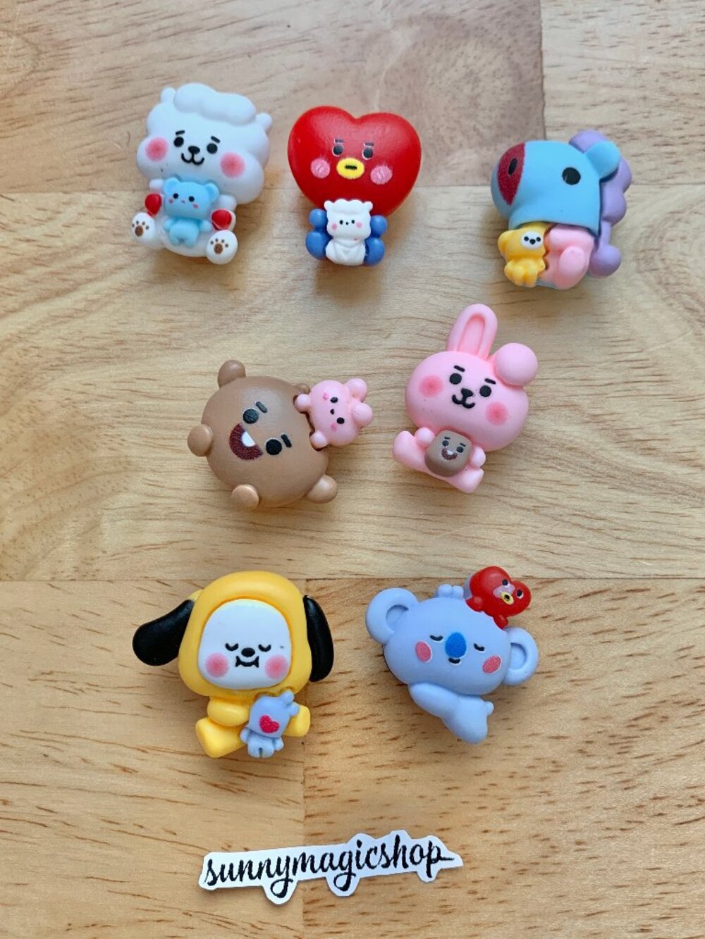 7pcs BT21 BTS Baby Line Friends Resin Shoe Charms Tata Cooky RJ Chimmy Mang Koya